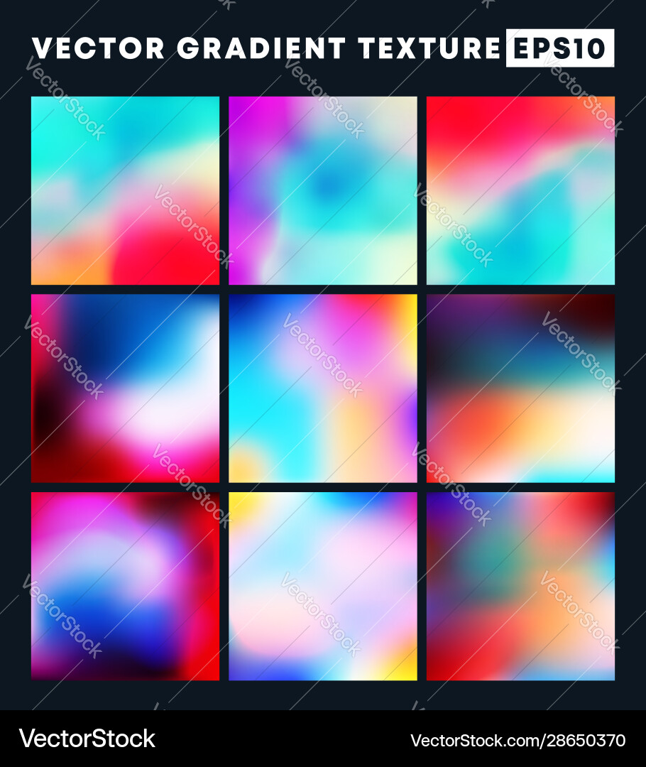 Colorful gradient texture pattern set Colorful gradient texture pattern set vector image