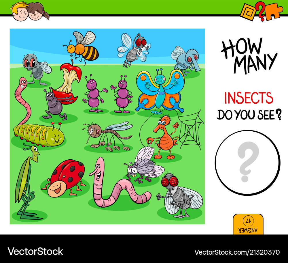 Counting Insects & Bugs Learning Game Vector Image