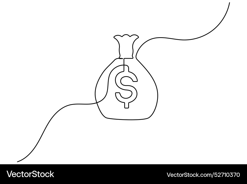 Dollar icon continuous one line drawing of isolate Dollar icon continuous one line drawing of isolate vector image