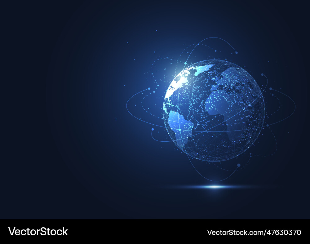 Global network connection world map point Global network connection world map point Vector Image