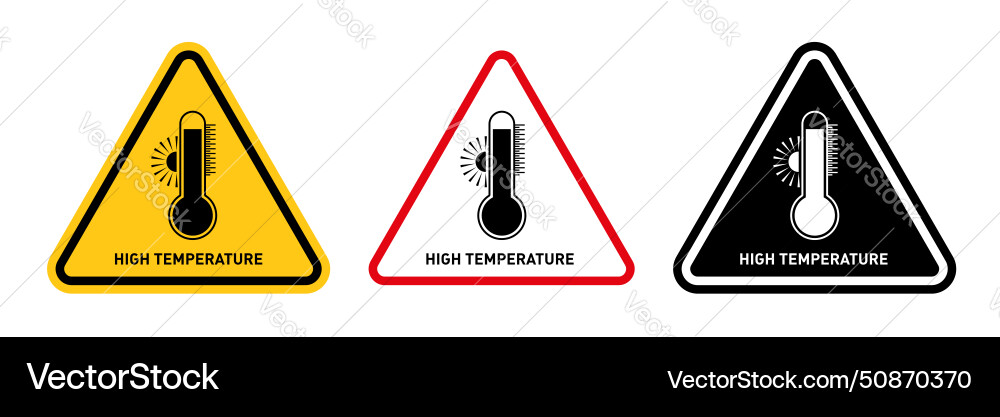 Hohe Temperatur Warnzeichen Symbol gesetzt Vorsicht Hohe Temperatur Warnzeichen Symbol gesetzt Vorsicht vektorbild