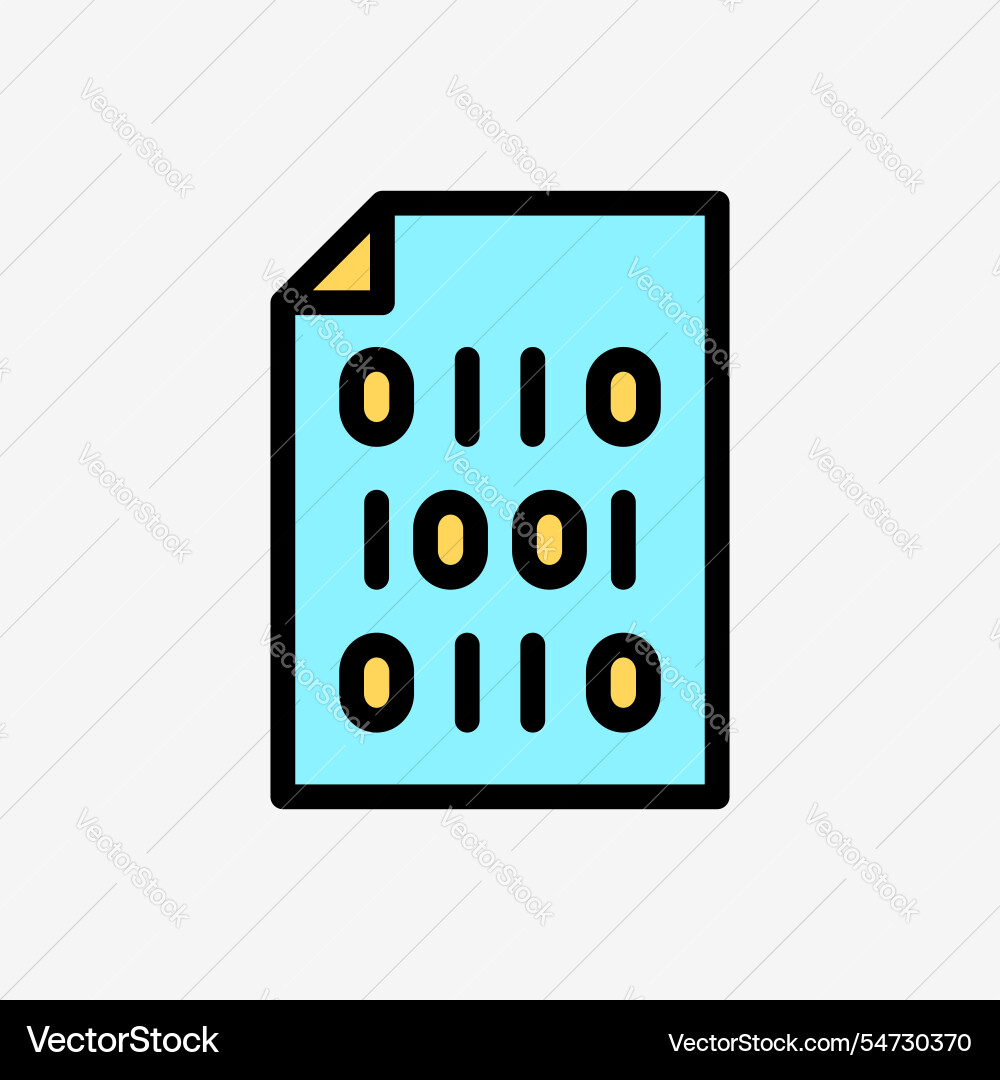 Icon line color paper file document with binary Icon line color paper file document with binary vector image