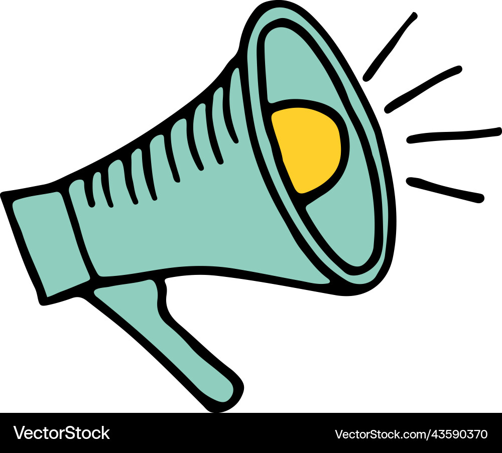 Megaphone doodle loud speaking icon sound device – Royalty-Free Vector |  VectorStock, image size:1000x903