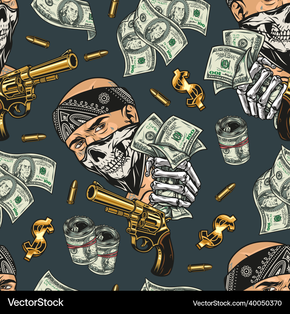 Money colorful vintage seamless pattern Money colorful vintage seamless pattern vector image