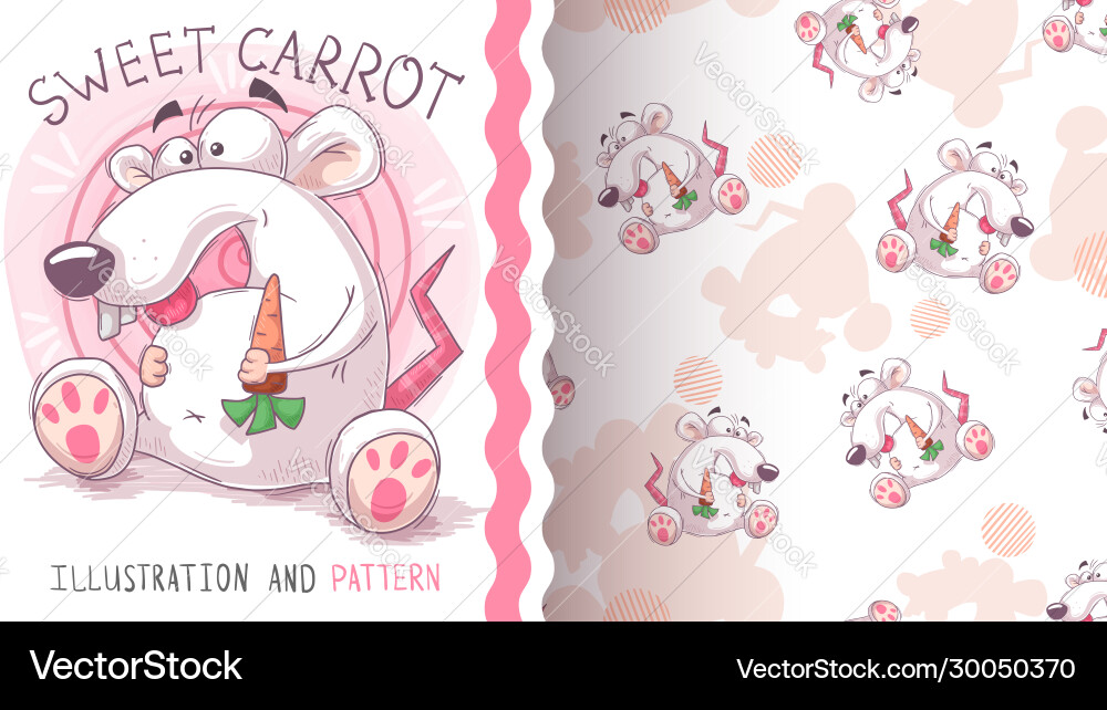 Rat with carrot - seamless pattern Rat with carrot - seamless pattern vector image