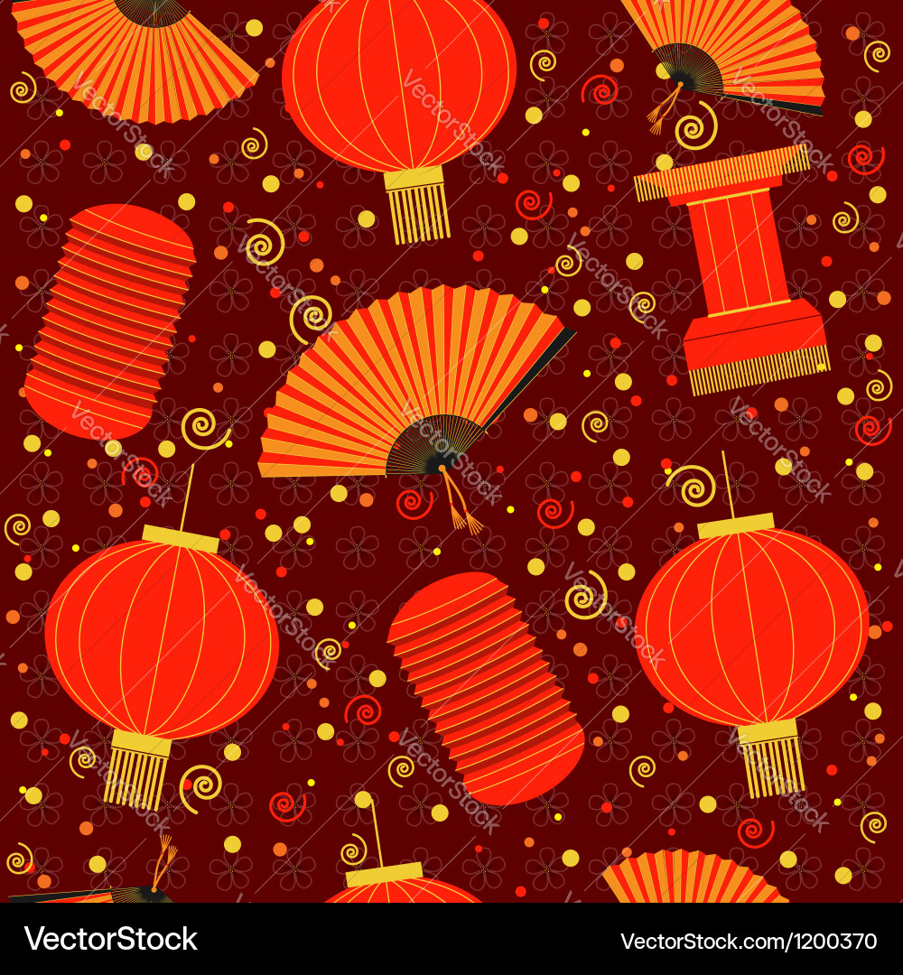 Red Lantern Seamless Pattern vector image