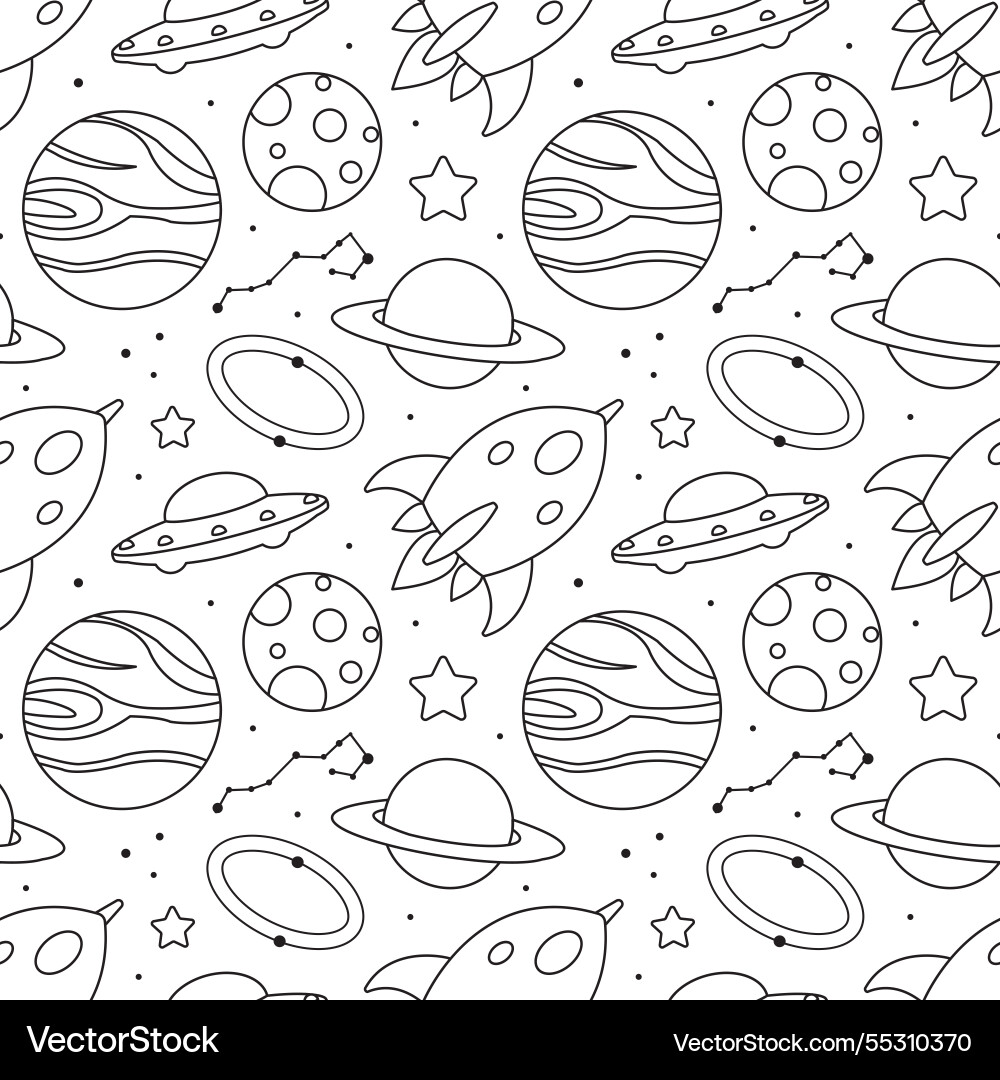 Seamless pattern of outer space exploration Seamless pattern of outer space exploration vector image