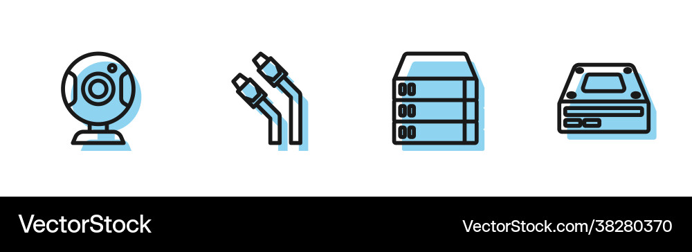 Set line server data web hosting camera lan Set line server data web hosting camera lan Vector Image