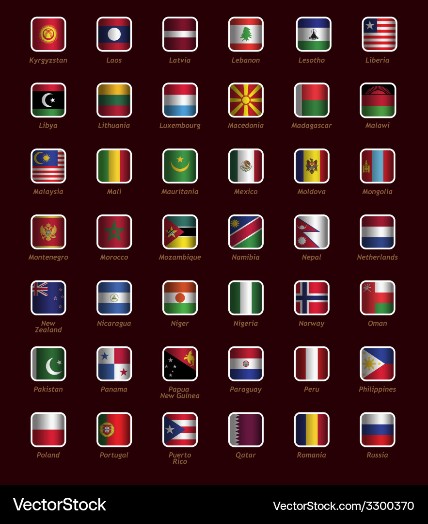 Set of buttons with flags vector image