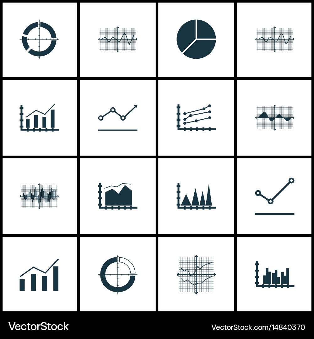 Set of graphs diagrams and statistics icons vector image