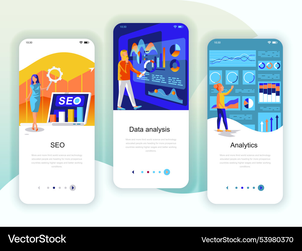 Set of onboarding screens user interface kit Set of onboarding screens user interface kit vector image
