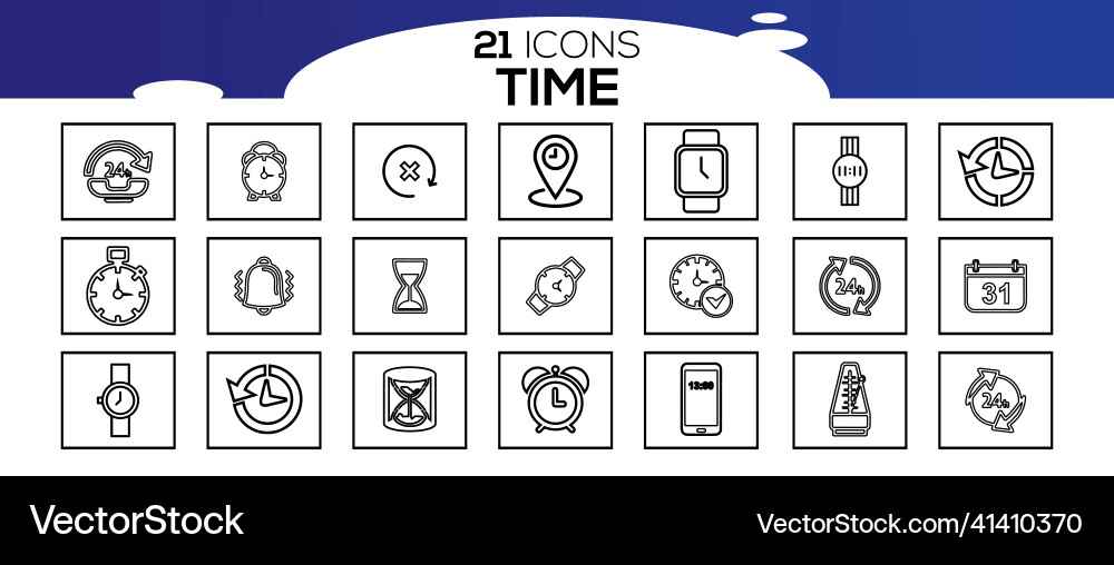 Simple set of time related line icons vector image