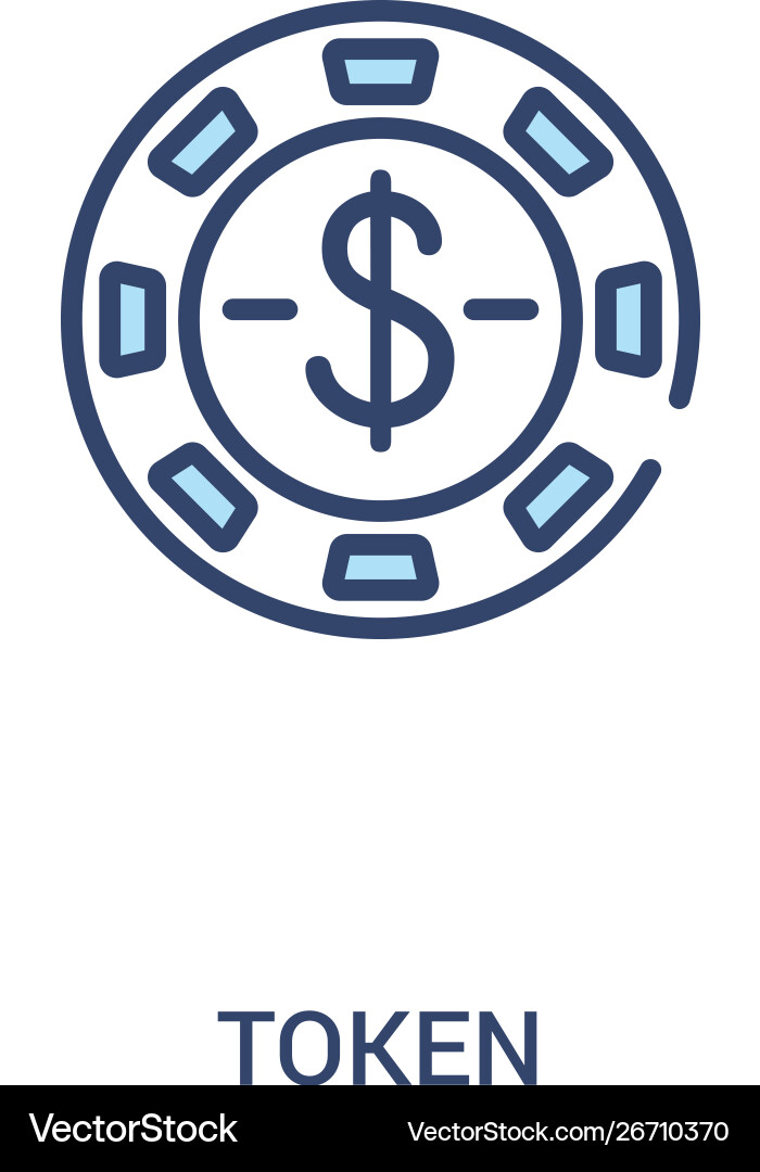 Token concept 2 colored icon simple line element Token concept 2 colored icon simple line element vector image