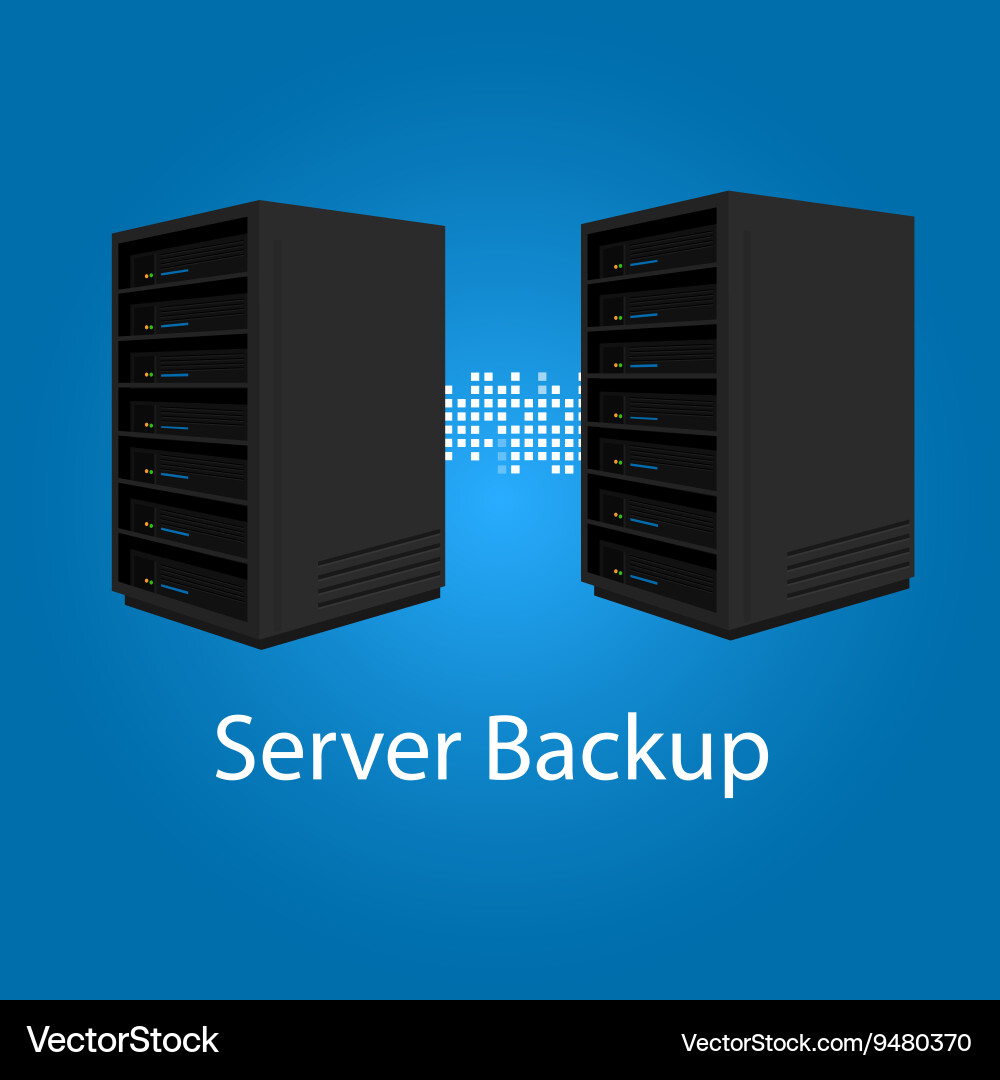 Two server backup redundancy mirror for recovery Vector Image
