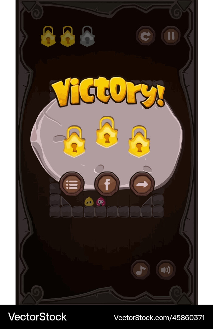 Complete set of level button game ui pop-up icon vector image