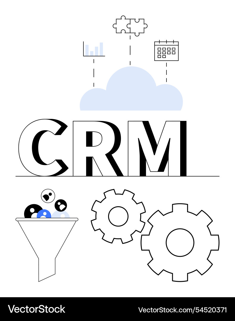 Crm concept with cloud storage data analysis vector image