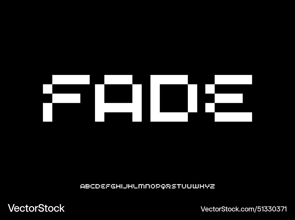 Geometric digital pixel bit alphabet display font Geometric digital pixel bit alphabet display font vector image
