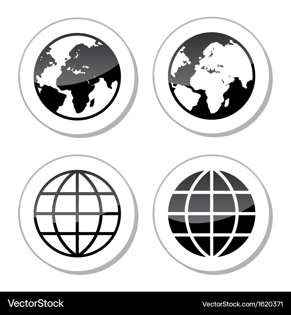 Globe Earth Icons - Circular Labels Vector Image
