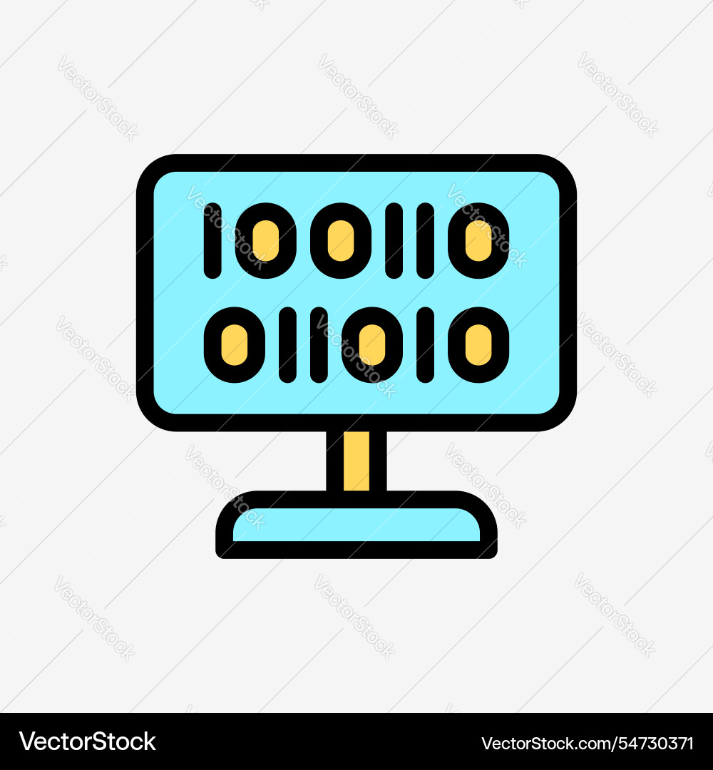 Icon-Line-Farbcomputer-Desktop mit Binärcode Icon-Line-Farbcomputer-Desktop mit Binärcode vektorbild