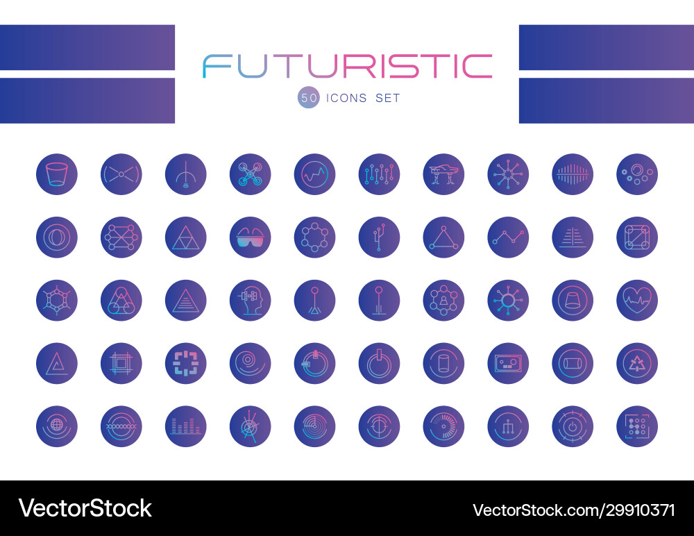 Isolated futuristic gradient style icon set Isolated futuristic gradient style icon set vector image