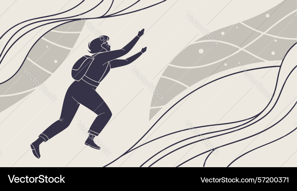 Man reaching up on abstract background design vector image