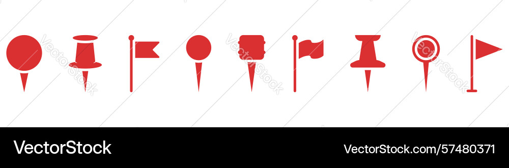 Map pin and flag solid icon set location markers Map pin and flag solid icon set location markers Vector Image