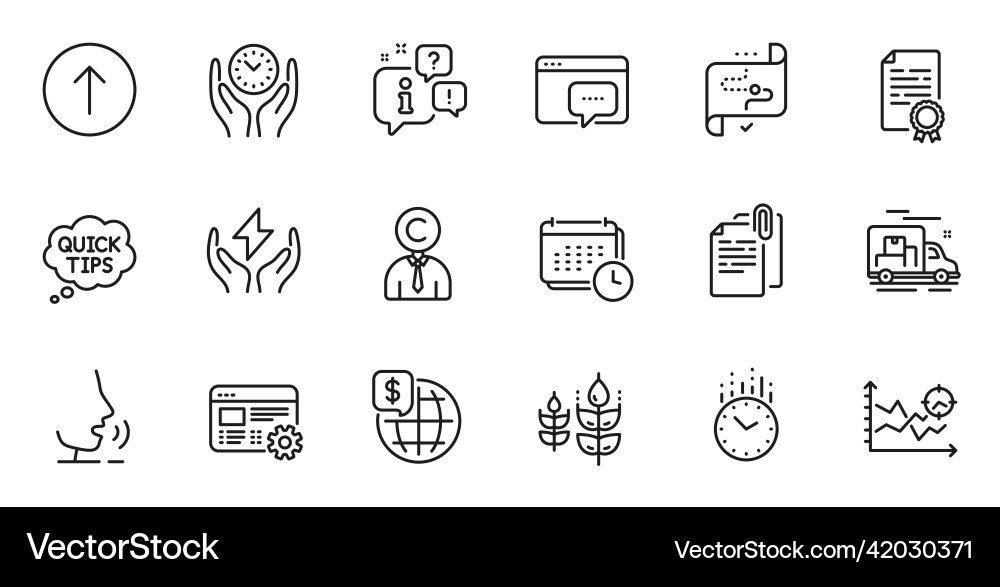 Outline set of swipe up document attachment Outline set of swipe up document attachment vector image