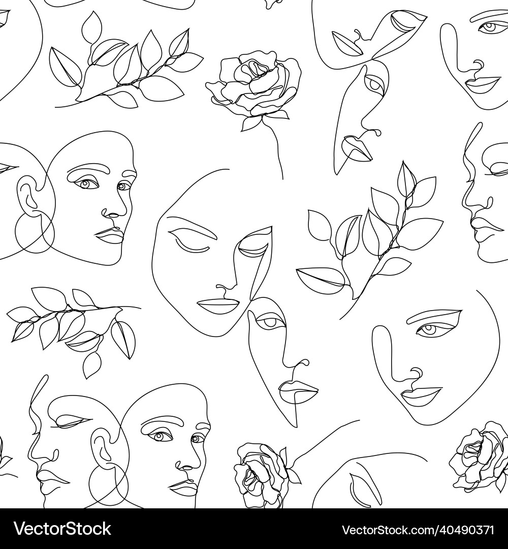Seamless pattern continuous line art Seamless pattern continuous line art vector image