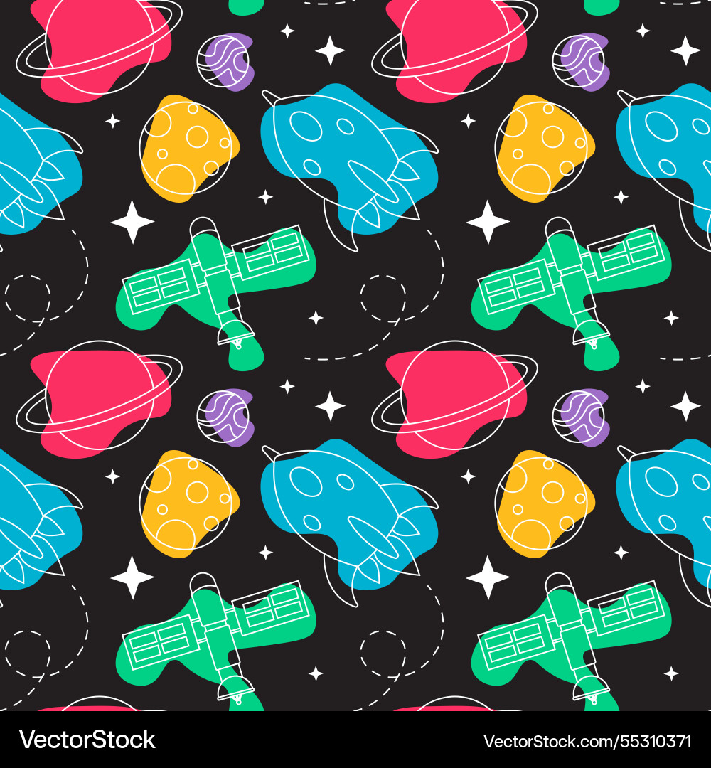 Seamless pattern of outer space exploration Seamless pattern of outer space exploration vector image