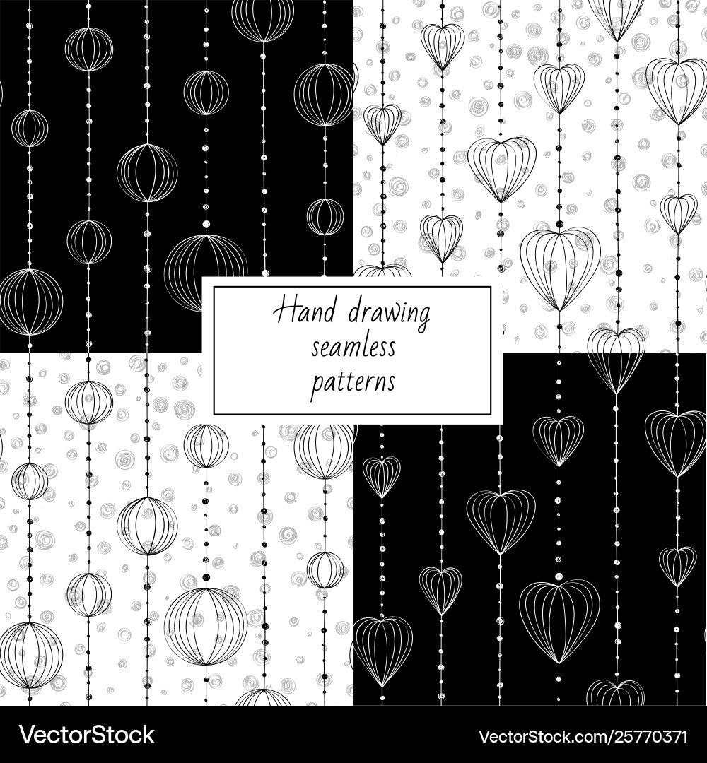 Set hand drawing patterns with threads Vector Image
