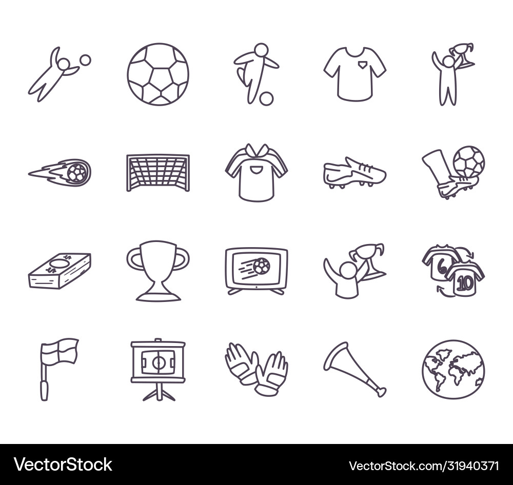 Soccer line style icon set design Vector Image