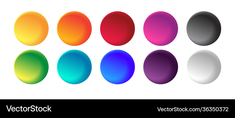 3D Colored Circle Buttons - Gradient Shapes vector image