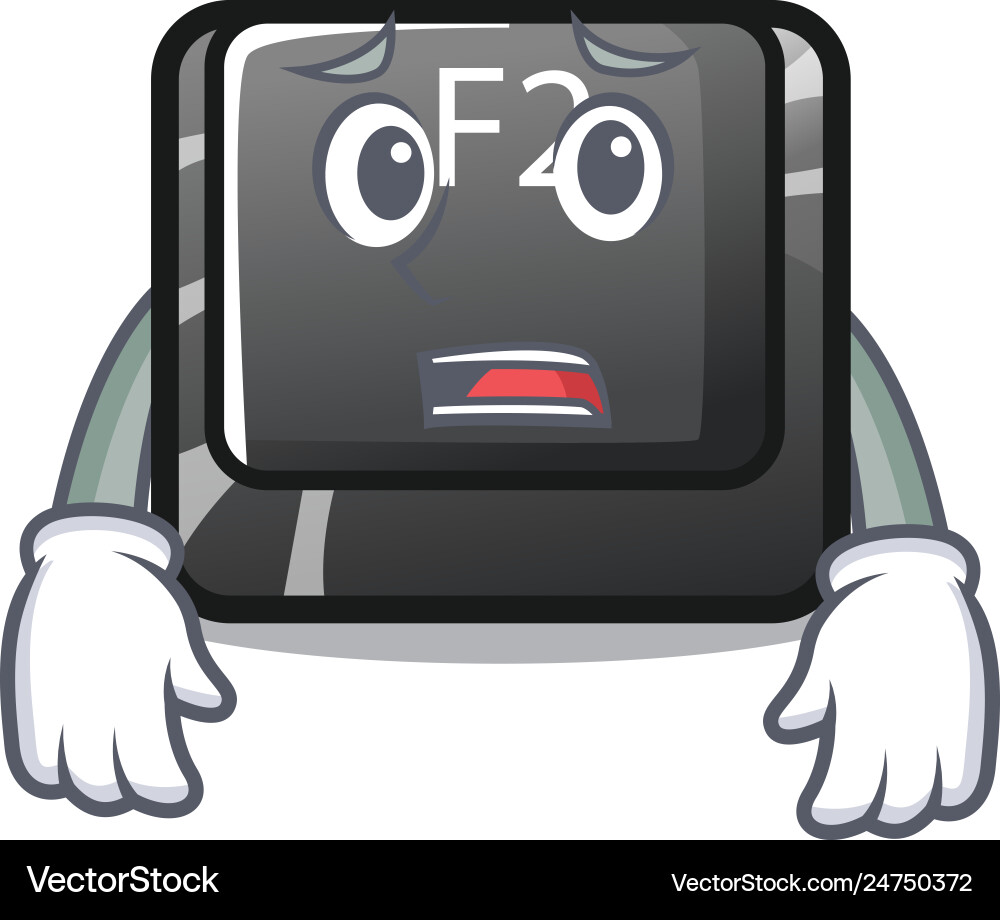 Afraid button f2 isolated with character Afraid button f2 isolated with character vector image
