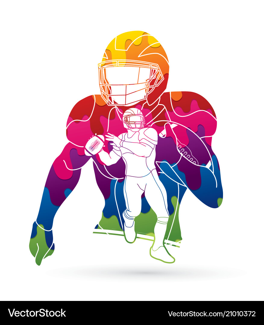 American Football Player in Action Vector Image