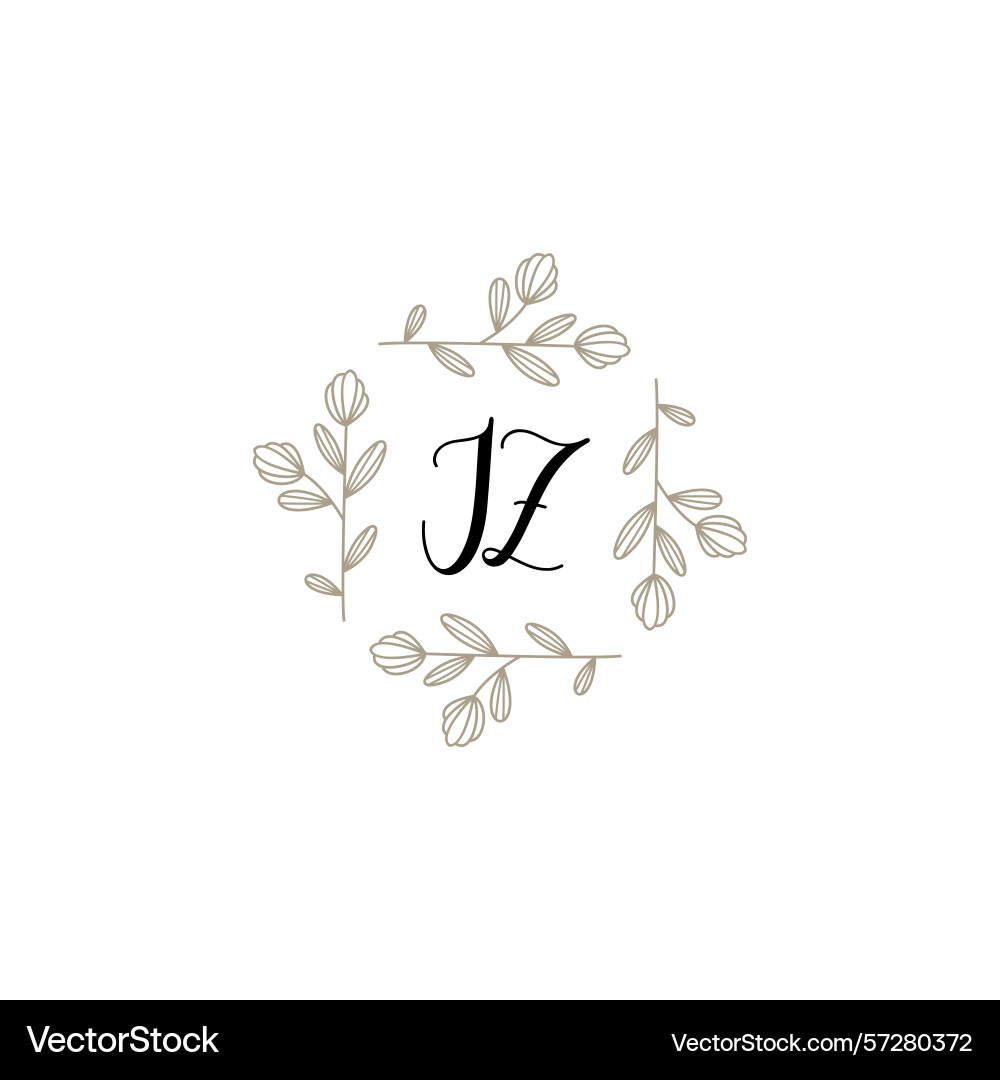 Botanical monogram logos with initial jz Botanical monogram logos with initial jz Vector Image