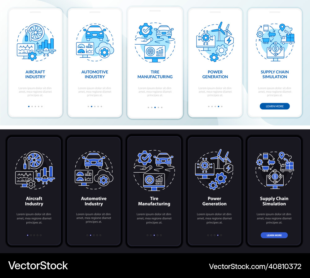 Digital twin usage night and day mode onboarding Digital twin usage night and day mode onboarding Vector Image