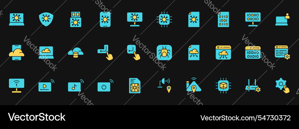 Icon set tech information include coding Icon set tech information include coding vector image
