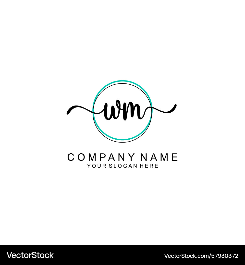 Minimalist handwritten wm initial logo design Vector Image