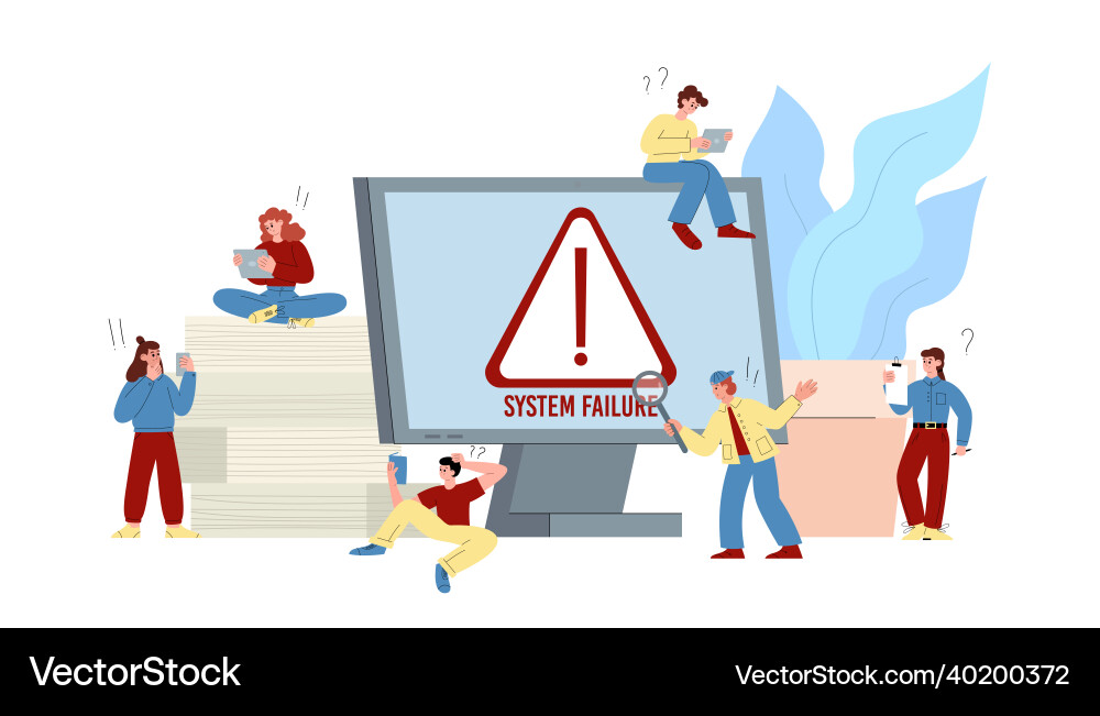 Operating system failure or error banner flat Operating system failure or error banner flat vector image