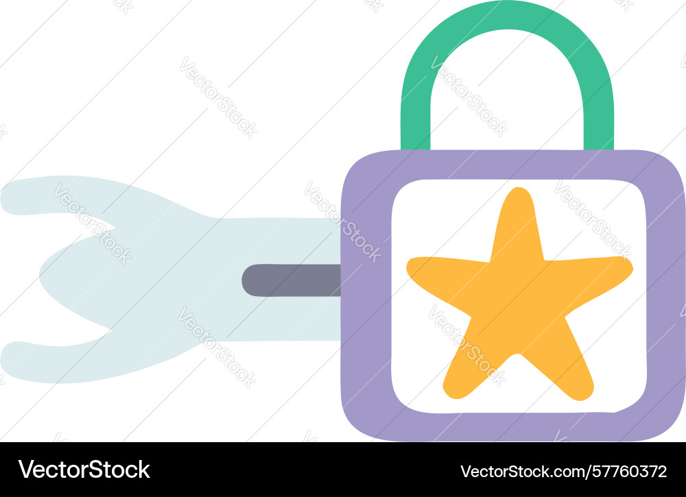 Padlock with star icon design generative ai vector image