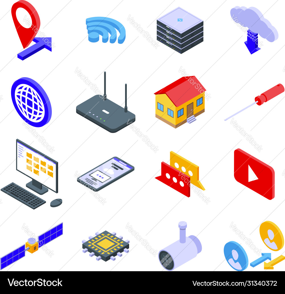 Remote access icons set isometric style Remote access icons set isometric style vector image