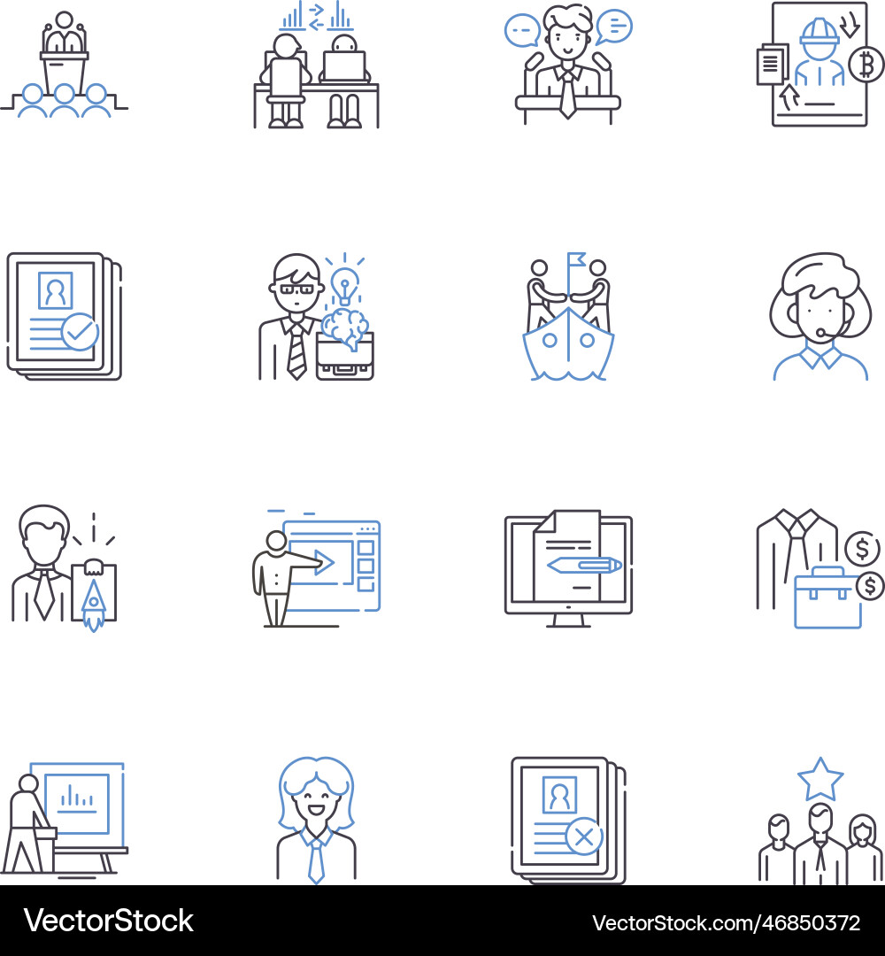 Role pursuing line icons collection leadership Role pursuing line icons collection leadership vector image