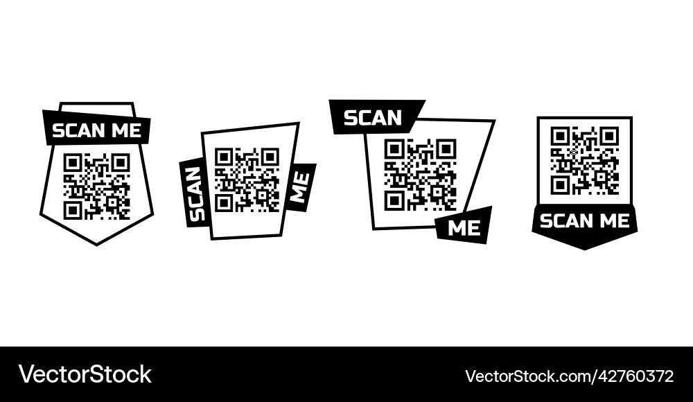 Scan me qr code icon for smartphone bundle set Scan me qr code icon for smartphone bundle set Vector Image