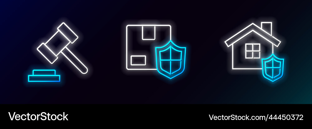 Set line house with shield judge gavel Set line house with shield judge gavel vector image
