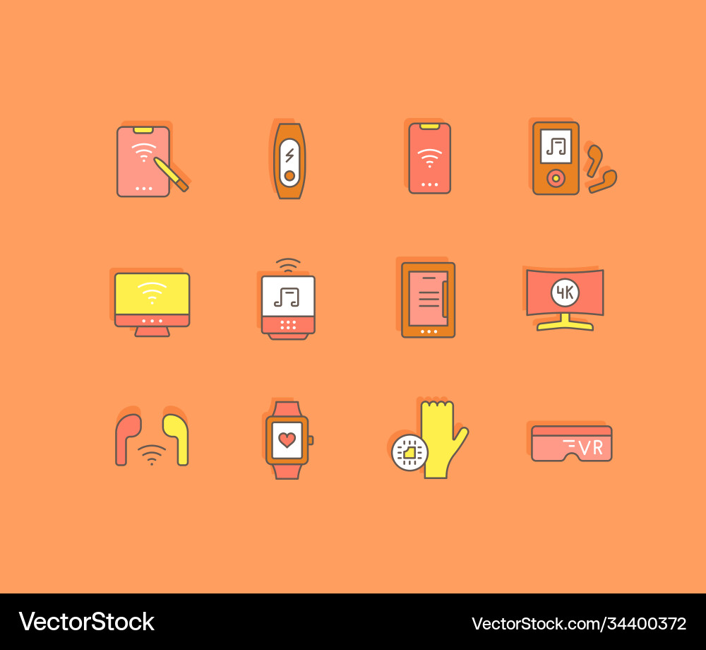 Set simple line icons modern gadgets Set simple line icons modern gadgets Vector Image