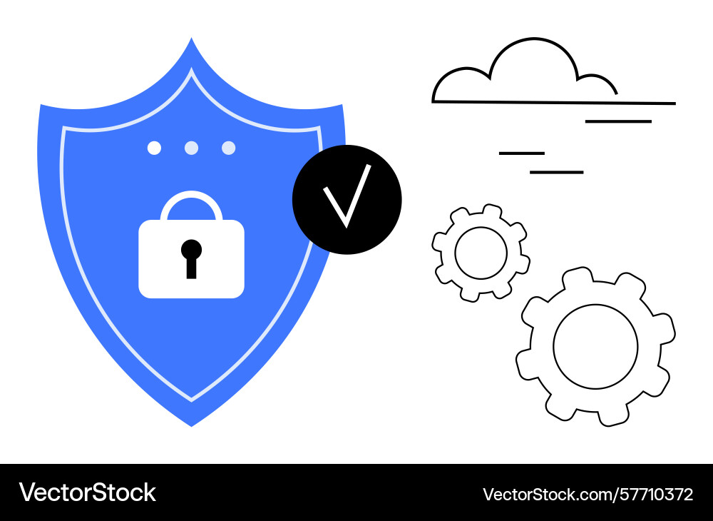 Shield with padlock and checkmark representing Shield with padlock and checkmark representing vector image