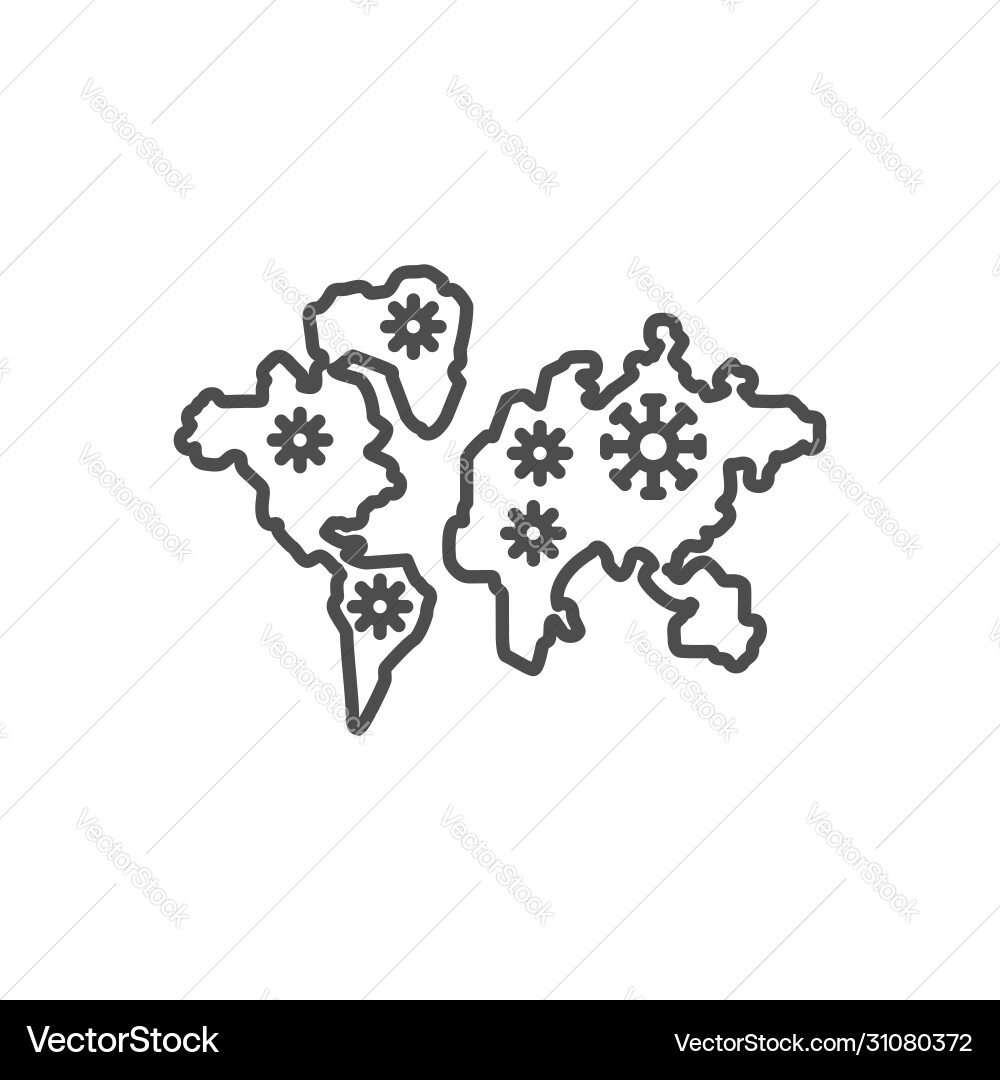 Spreading world map related thin line icon Spreading world map related thin line icon vector image