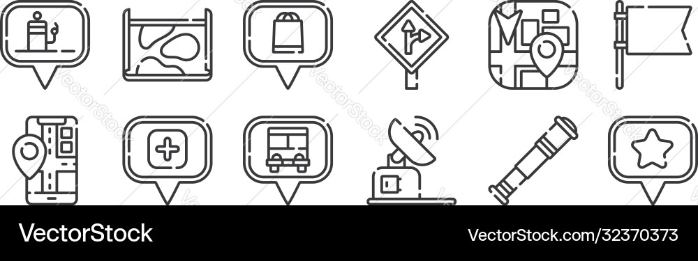 12 set lineare Navigation und Karten Symbole dünn 12 set lineare Navigation und Karten Symbole dünn vektorbild