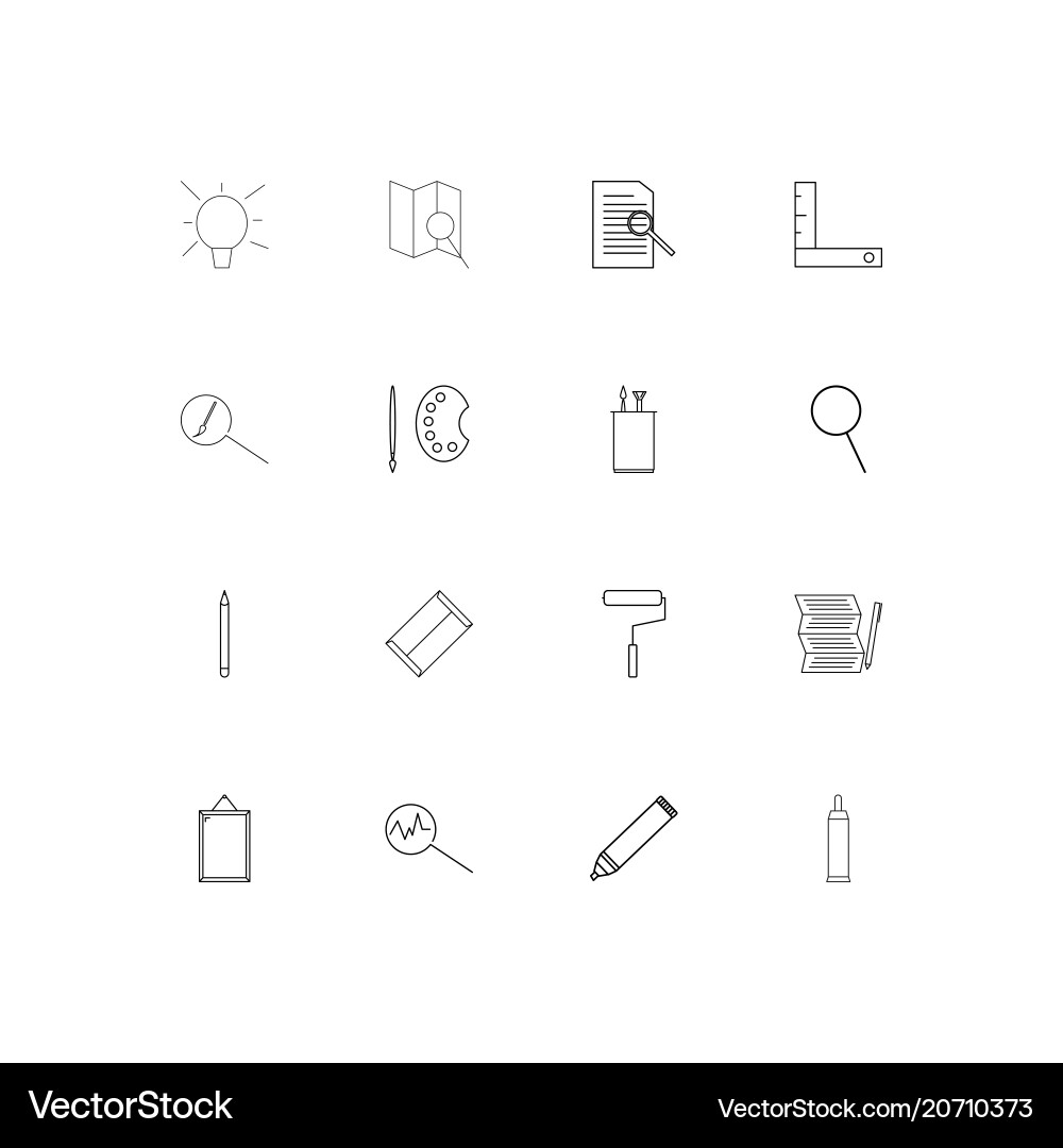 Creative process and design simple linear icons vector image