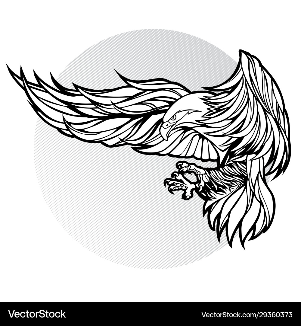 Eagle bird flying drawing black Royalty Free Vector Image